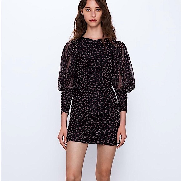 ZARA Floral Mesh Tulle Dress - Picture 3 of 5